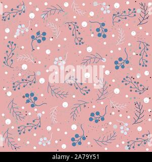Seamless WInter Pattern with berries. Vector Illustration Stock Vector