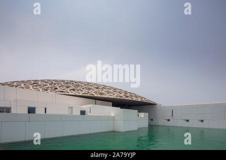 view of exterior, Louvre Museum, Abu Dhabi Stock Photo