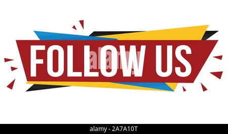 Follow us banner design on white background, vector illustration Stock Vector