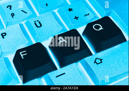 Keyboard close-up with keys FAQ Stock Photo