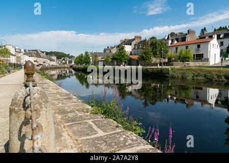 Quimperle, Finistere / France - 24 August 2019: the river Laita and smalltown of Quimperle in southern Brittany Stock Photo