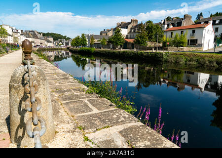 Quimperle, Finistere / France - 24 August 2019: the river Laita and smalltown of Quimperle in southern Brittany Stock Photo