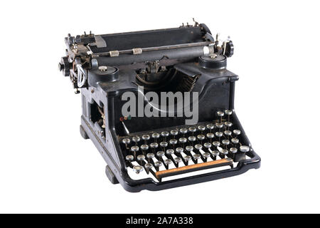 Old black typewriter isolated on white background Stock Photo