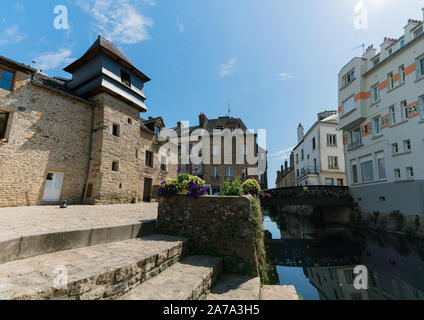 Quimperle, Finistere / France - 24 August 2019: the historic old town of Quimperle in southern Brittany Stock Photo