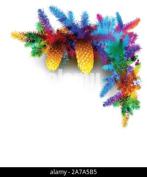 Christmas tree branch with cones Stock Vector