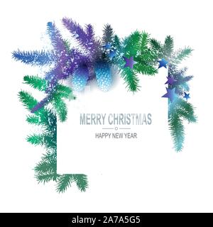 Christmas tree branch with cones Stock Vector