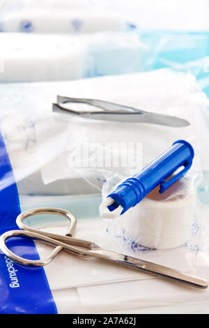 First aid kit close up Stock Photo