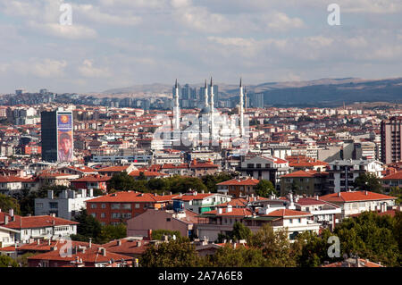 Ankara/Turkey-October 7, 2019: Panoramic Ankara view with Kocatepe Mosque in Cankaya Stock Photo