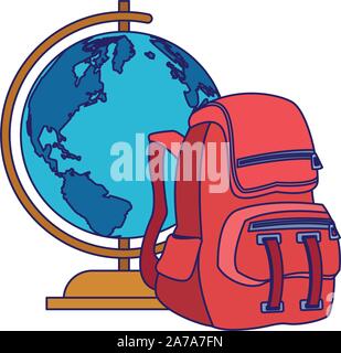 school backpack and globe map world seamless pattern Stock Vector Image ...