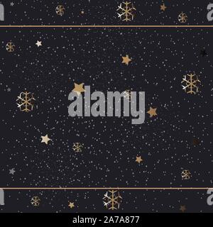 Frame on dotted background with snowflakes and stars. vector Illustration Stock Vector