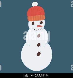 Cartoon character snowman for celebration design. Happy new year symbol. Christmas banner illustration. Stock Vector