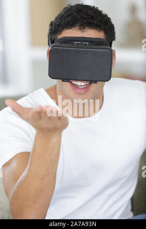 man using a vr mask Stock Photo