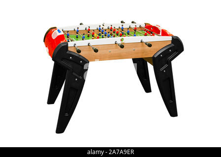 Table football isolated on white. Soccer table isolated. Football table on a white background. Stock Photo