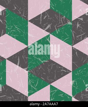 Color Block Geometry Seamless Pattern with Texture Stock Vector