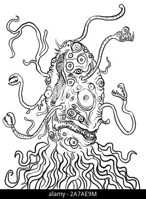 Lovecraft first mentioned 'Yog-Sothoth' in the novel The Case of Charles Dexter Ward 'The Dunwich Horror' here is a drawing Stock Photo