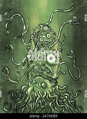 Lovecraft first mentioned 'Yog-Sothoth' in the novel The Case of Charles Dexter Ward 'The Dunwich Horror' here is a drawing Stock Photo