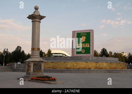 Mechanical sculpture of the Ruhnama written by Saparmurat Niyazov Stock Photo