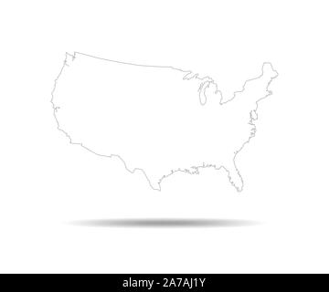 Black USA map - vector illustration. Black contour of United States. Stock Vector