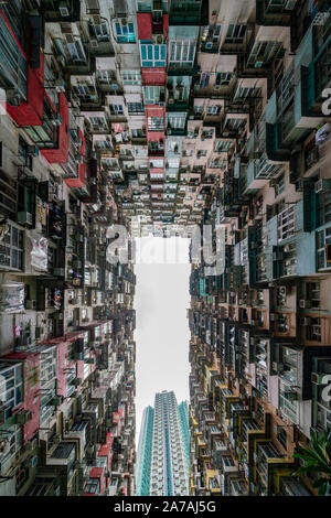 Densely populated urban residential apartment block Montane Mansion in Quarry Bay in Hong Kong Stock Photo