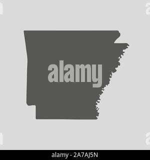 Black map of the State of Arkansas - vector illustration. Simple flat map State of Arkansas. Stock Vector