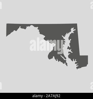 Simple outline map of Maryland is a state of United States. Stylized ...