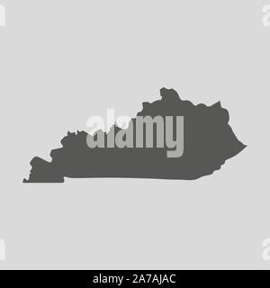 Black map of the State of Kentucky - vector illustration. Simple flat map State of Kentucky. Stock Vector