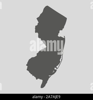 Black map of the State of New Jersey - vector illustration. Simple flat map State of New Jersey. Stock Vector