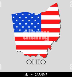 Ohio Map on American Flag. OH, USA State Map on US Flag. EPS Vector ...