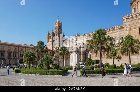 Palermo Cathedral,Sicily,Italy, dedicated to the Assumption of the Virgin Mary. A church has existed on this site since 1185. Stock Photo