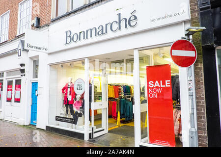 Bonmarche,shop,store,High Street,closures,Hereford,Cathedral,county,town,in,England,English,near,Wales,Welsh,Border,Herefordshire,UK,Britain,British Stock Photo