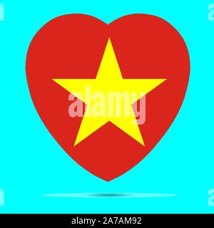 Vietnam Flag In Heart Shape Vector illustration eps 10. Stock Vector