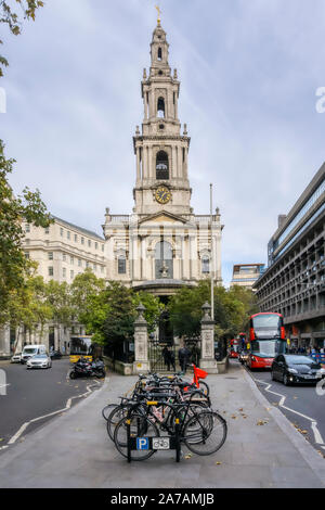 St Mary le Strand church was one of the 12 new churches built under the Commission for Building Fifty New Churches, in 1714. Stock Photo