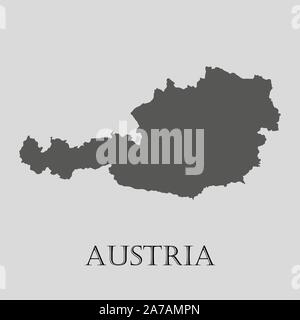 Black Austria map on light grey background. Black Austria map - vector illustration. Stock Vector