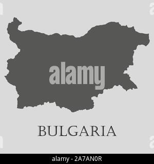 Black Bulgaria map on light grey background. Black Bulgaria map - vector illustration. Stock Vector