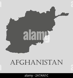 Black Afghanistan map on light grey background. Black Afghanistan map - vector illustration. Stock Vector