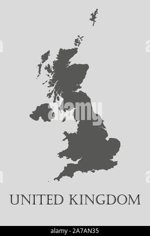 Gray United Kingdom map on light grey background. Gray United Kingdom map - vector illustration. Stock Vector
