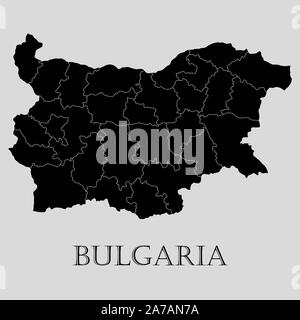 Black Bulgaria map on light grey background. Black Bulgaria map - vector illustration. Stock Vector