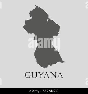 Gray Guyana map on light grey background. Gray Guyana map - vector illustration. Stock Vector
