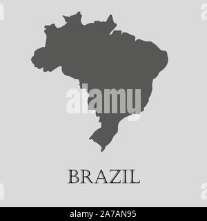 Black Brazil map on light grey background. Black Brazil map - vector illustration. Stock Vector