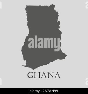 Gray Ghana map on light grey background. Gray Ghana map - vector illustration. Stock Vector
