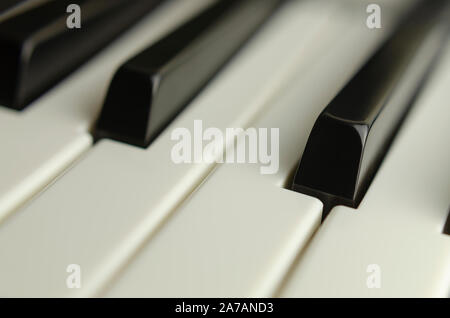 Piano keyboard macro photo. Selective focus. Stock Photo