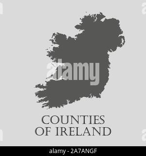 Gray Counties of Ireland map on light grey background. Gray Counties of Ireland map - vector illustration. Stock Vector