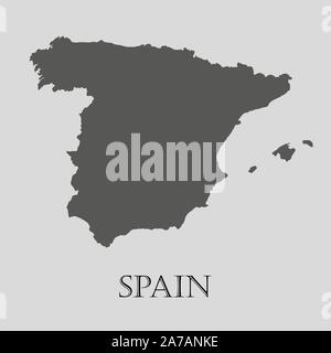 Gray Spain map on light grey background. Gray Spain map - vector illustration. Stock Vector