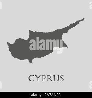 Simple gray Cyprus map on light grey background. Gray Cyprus map - vector illustration. Stock Vector
