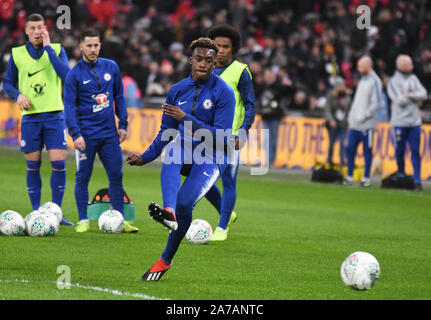 LONDON, ENGLAND - JANUARY 8, 2019: pictured during the first leg of the 2018/19 Carabao Cup Semi-final between Tottenham Hotspur and Chelsea FC at Wembley Stadium. Stock Photo