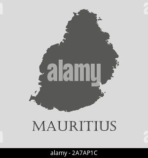 Gray Mauritius map on light grey background. Gray Mauritius map - vector illustration. Stock Vector
