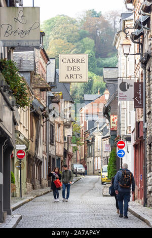 Cobbled Rue du Puits, Honfleur, Normandy, France Stock Photo