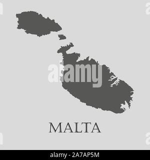 Gray Malta map on light grey background. Gray Malta map - vector illustration. Stock Vector