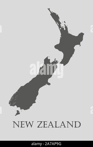 Gray New Zealand map on light grey background. Gray New Zealand map - vector illustration. Stock Vector