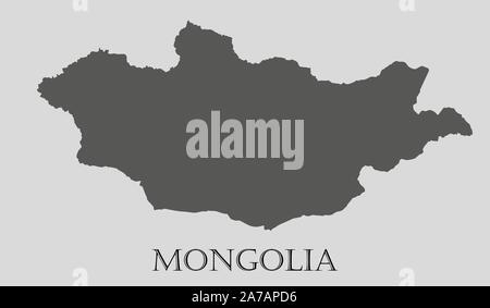 Gray Mongolia map on light grey background. Gray Mongolia map - vector illustration. Stock Vector